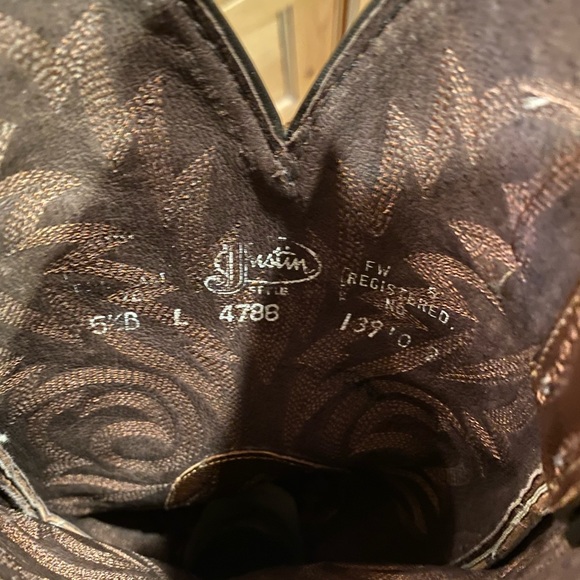 Justin Boots Brown lizard cowboy boots size 5 1/2B - Picture 3 of 3
